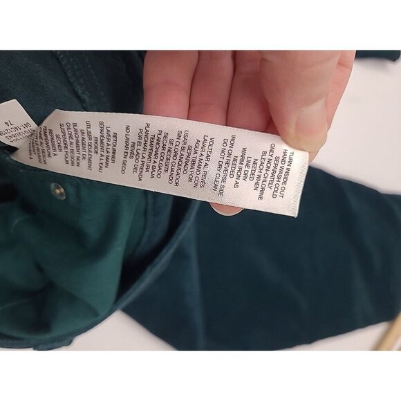 Chico's Green Velvet Pants Women's Size Large Rhinestone Accents Straight Leg - Picture 6 of 7